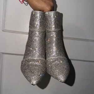 a new day Silver Rhinestone Pointed Toe Ankle Boots